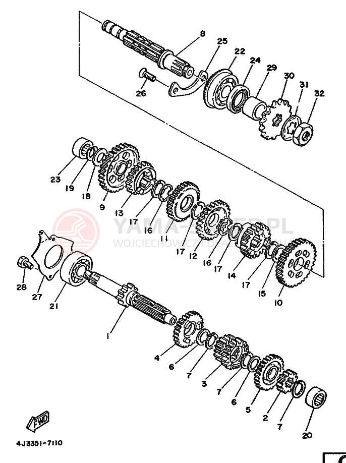 Schemat "Skrzynia biegów " do Yamaha DT125-MX