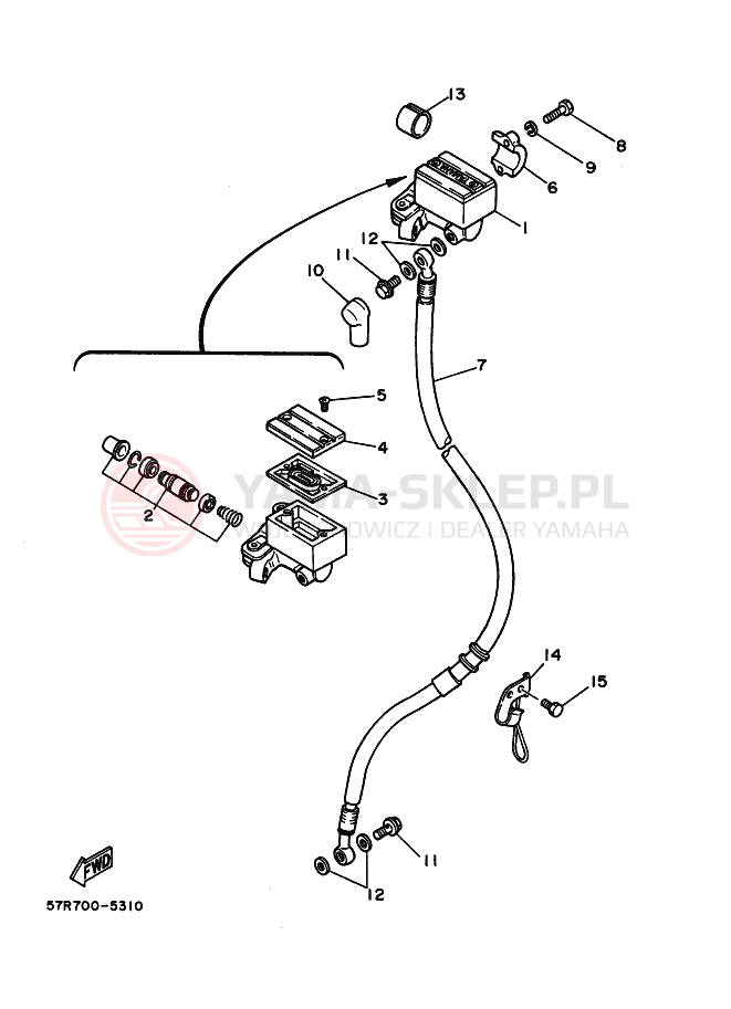 Schemat "Pompa hamulcowa przednia" do Yamaha XT350