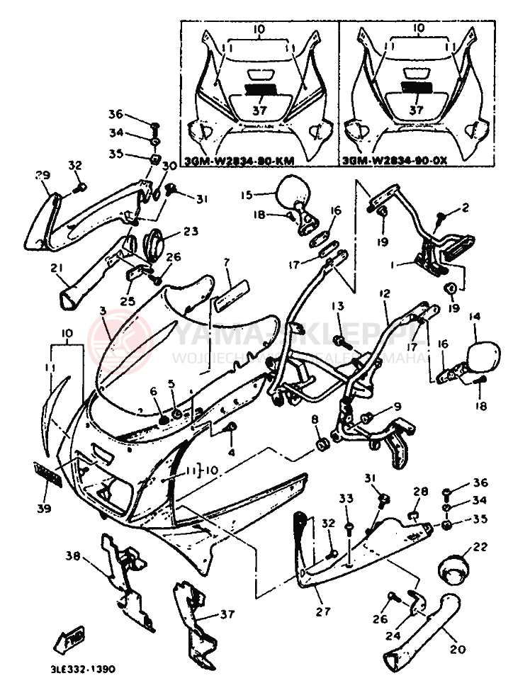 Schemat "elementy nadwozia" do Yamaha FZR1000