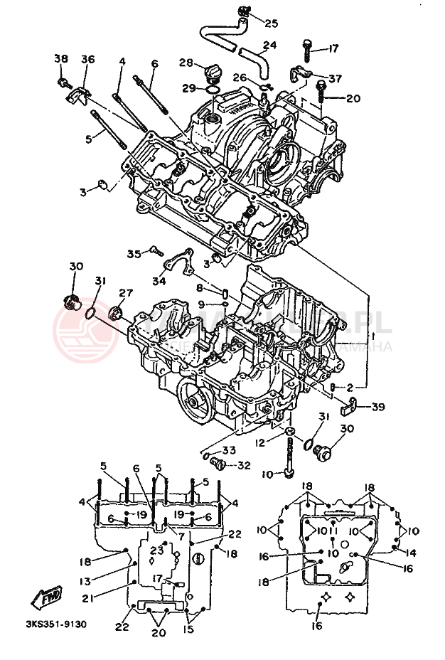 Schemat "Obudowa silnika" do Yamaha FZ750 GENESIS