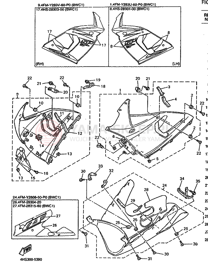 Schemat "elementy nadwozia" do Yamaha YZF750SP