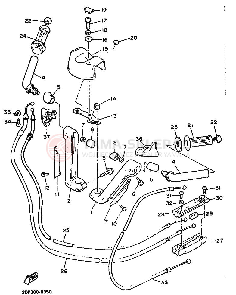 Schemat "Kierownica i osprzęt" do Yamaha XVZ12TD VENTURE ROYAL