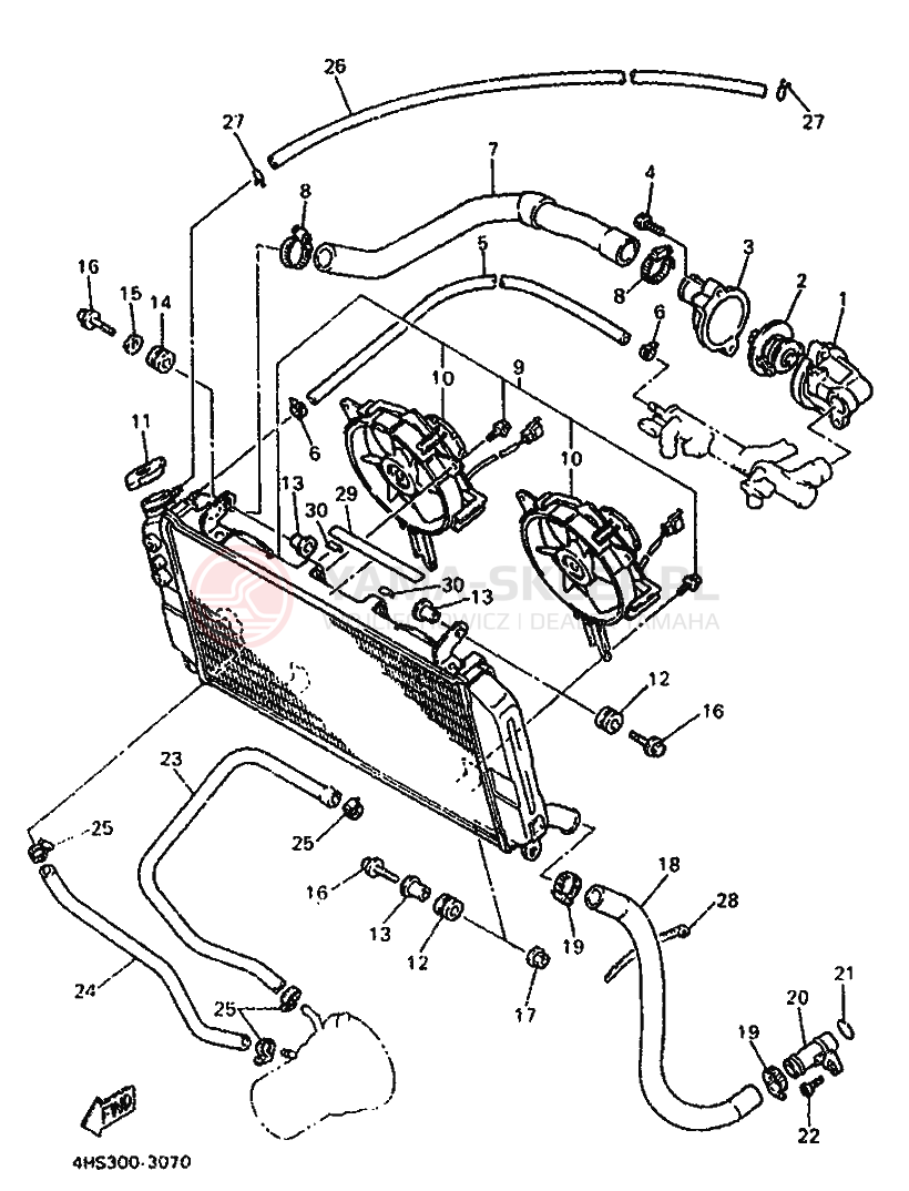 Schemat "Węże chłodnicy" do Yamaha YZF750SP