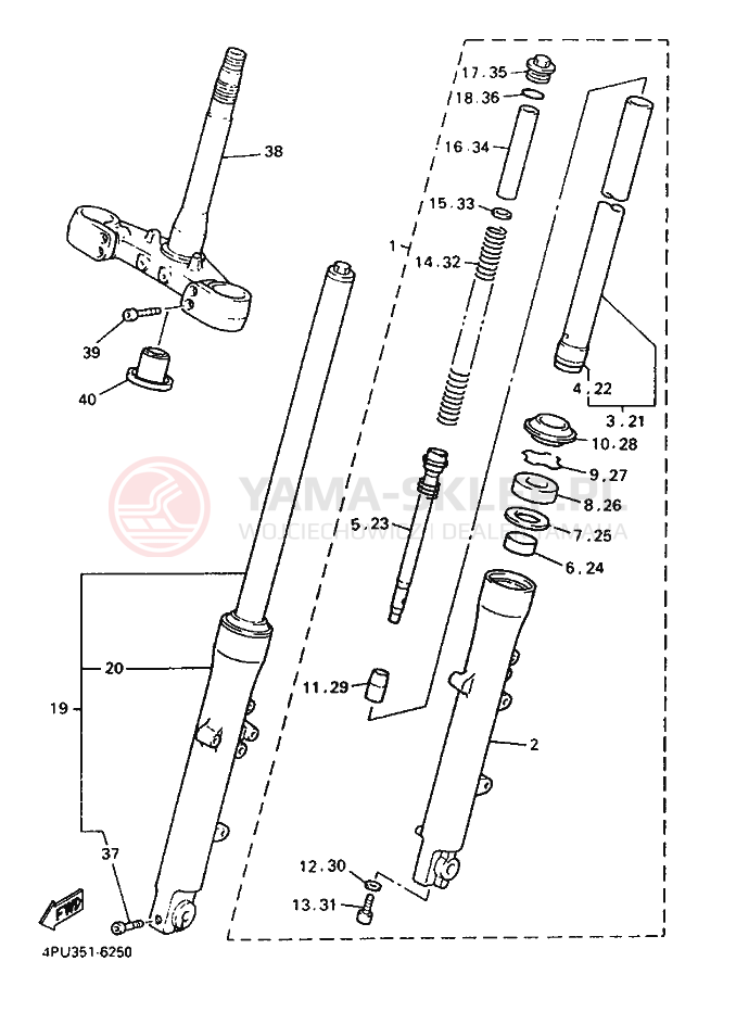 Schemat "Amortyzatory przód" do Yamaha XJR1200