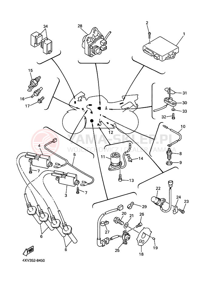 Schemat "układ elektryczny" do Yamaha YZF-R1 R1