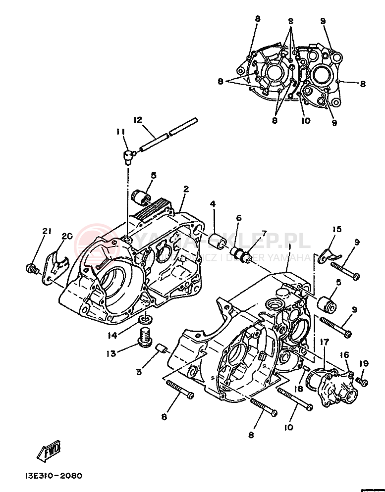 Schemat "Pokrywa silnika" do Yamaha TY125