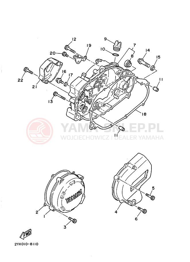 Schemat "Pokrywa silnika" do Yamaha TDR250