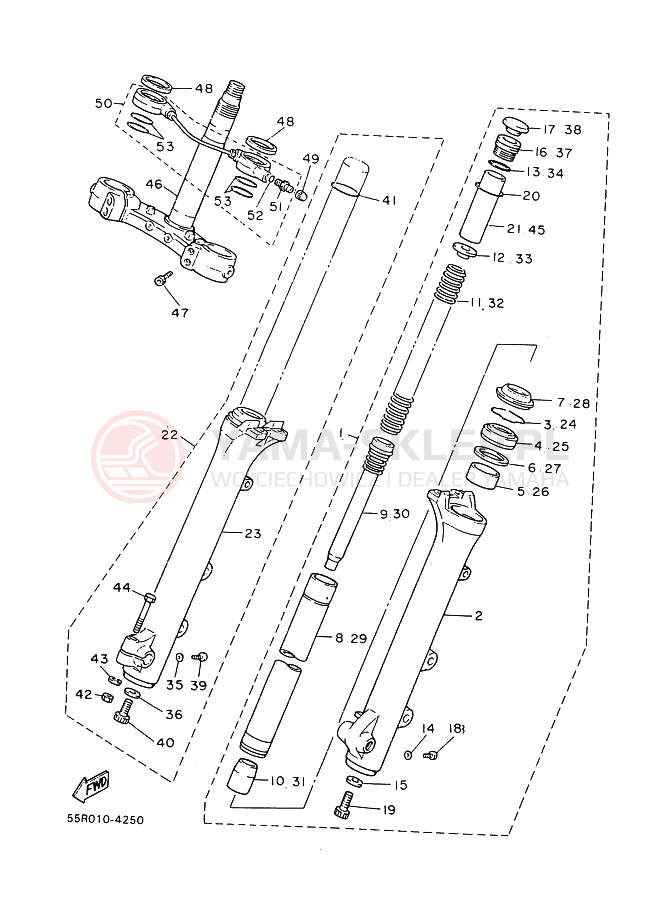 Schemat "Amortyzatory przód" do Yamaha XV1000