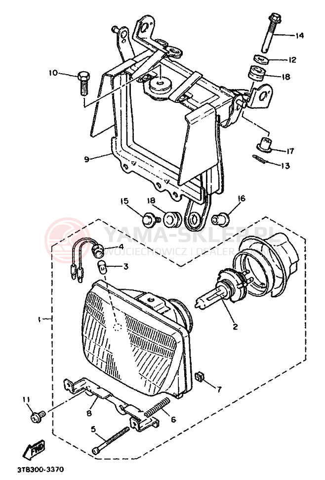 Schemat "Lampa przód" do Yamaha XT600