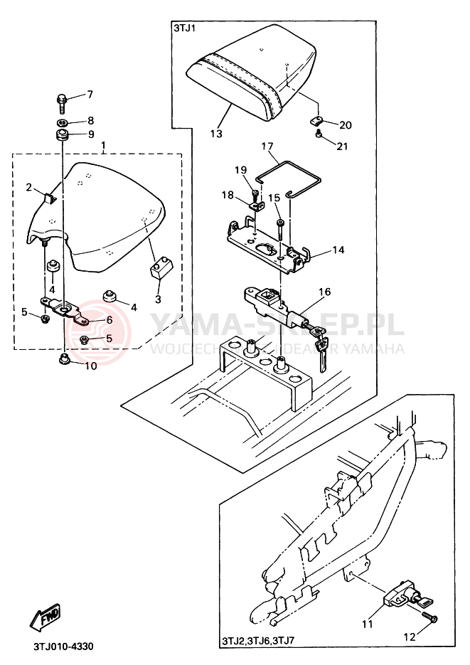Schemat "siedzenie" do Yamaha FZR400RR