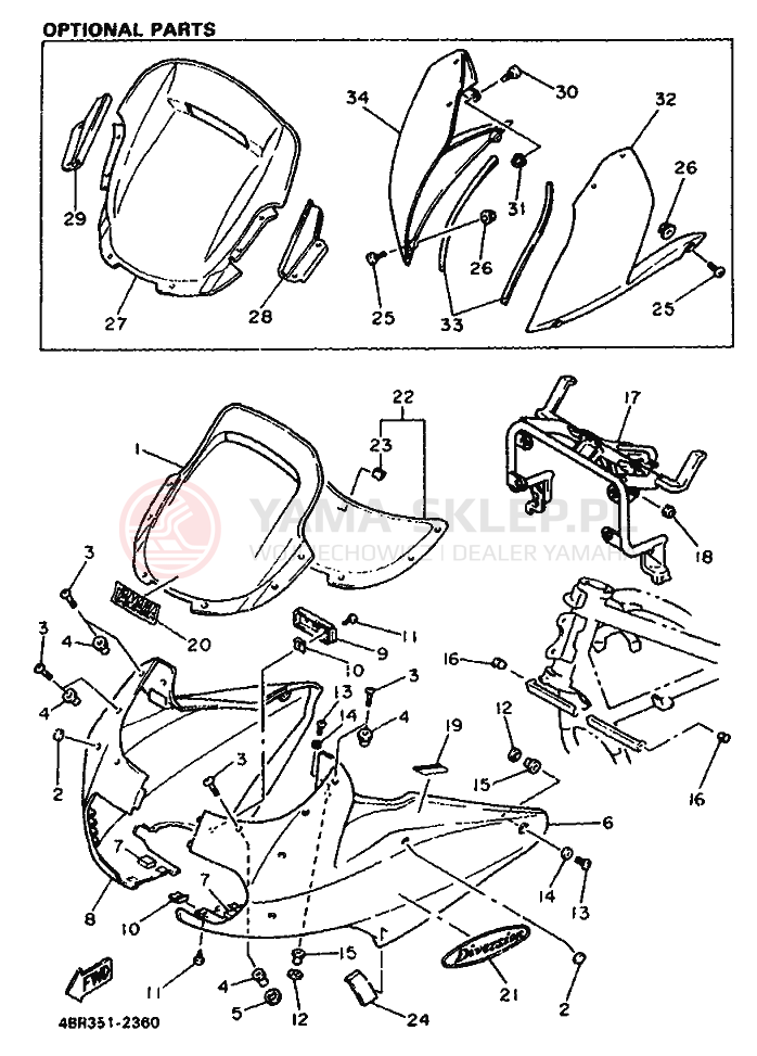 Schemat "elementy nadwozia" do Yamaha XJ600S DIVERSION