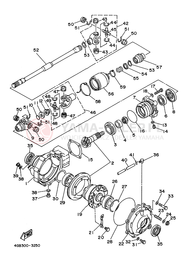Schemat "Wał napędowy przód" do Yamaha YFM400FW