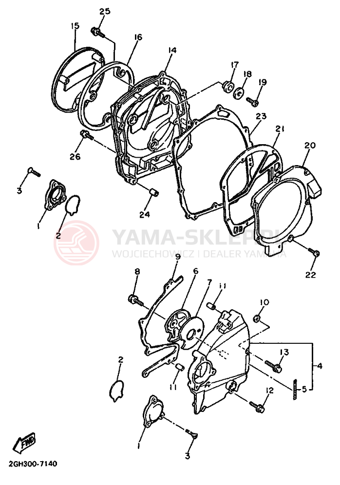 Schemat "Pokrywa silnika" do Yamaha FZR750R