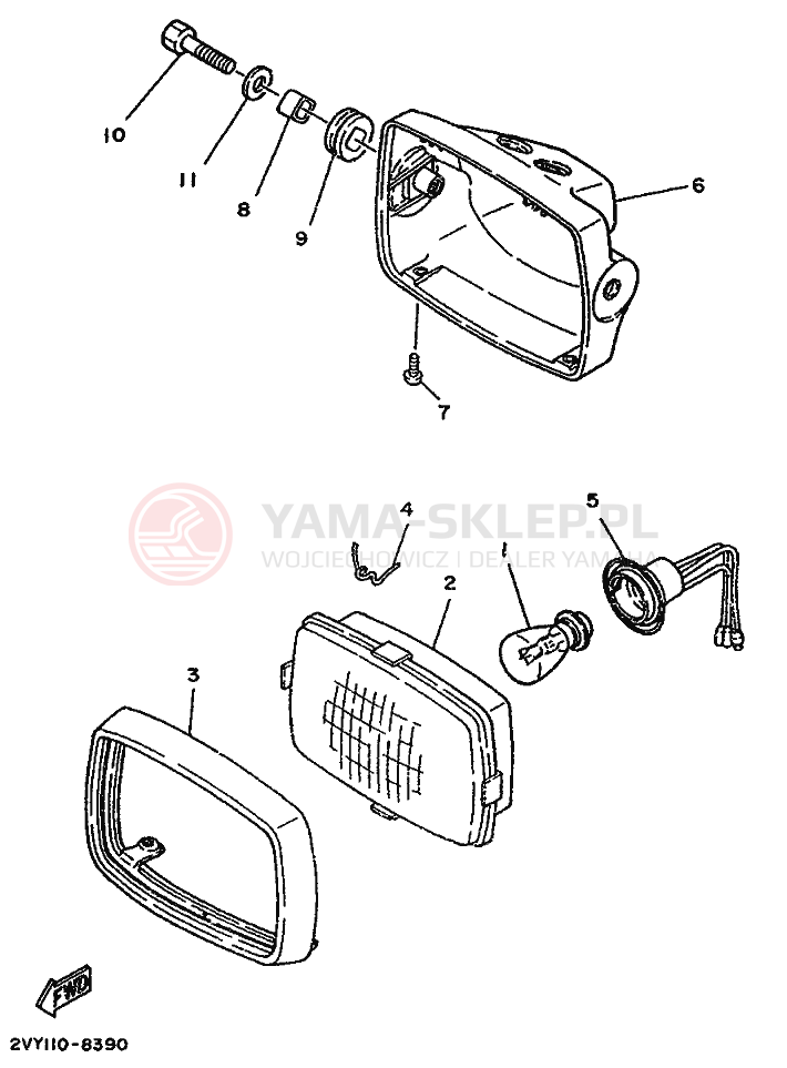 Schemat "Lampa przód" do Yamaha MOTO 4 - 200 DX