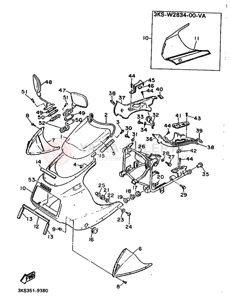 Schemat "elementy nadwozia" do Yamaha FZ750 GENESIS