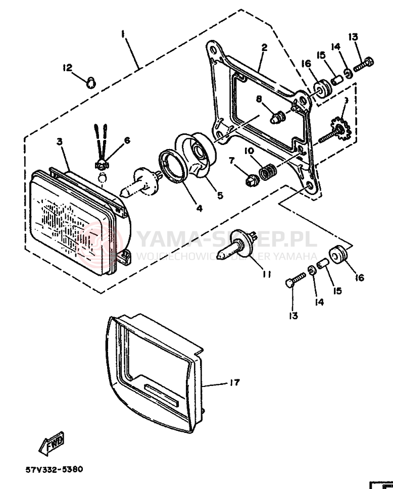 Schemat "Lampa przód" do Yamaha RD350LCF