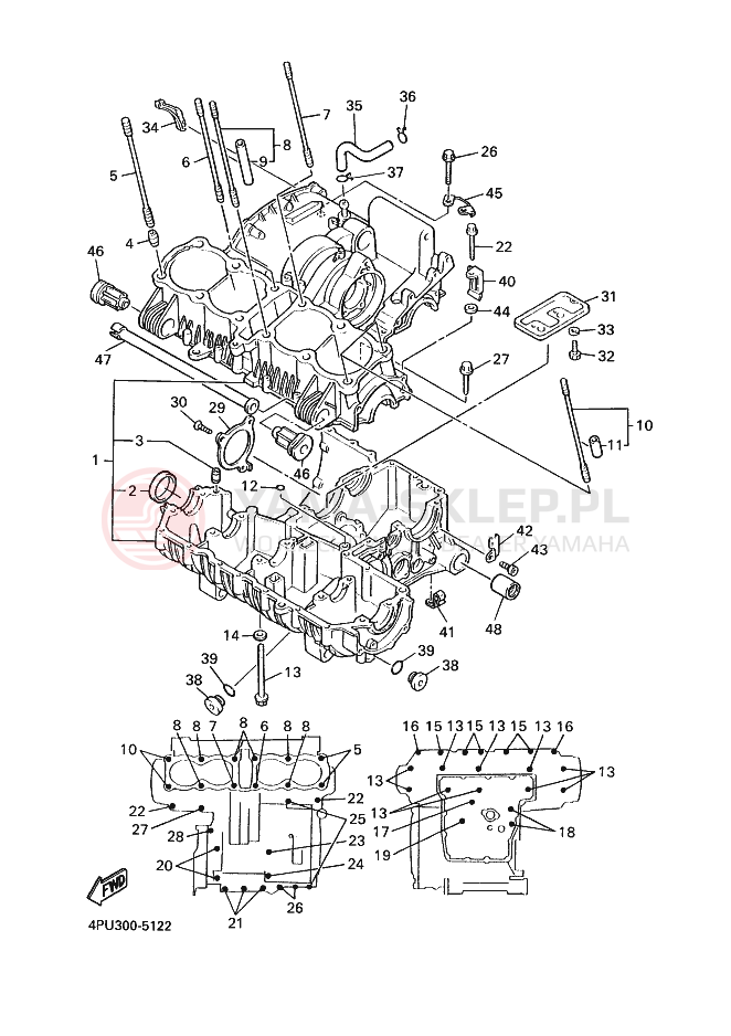 Schemat "Obudowa silnika" do Yamaha XJR1200