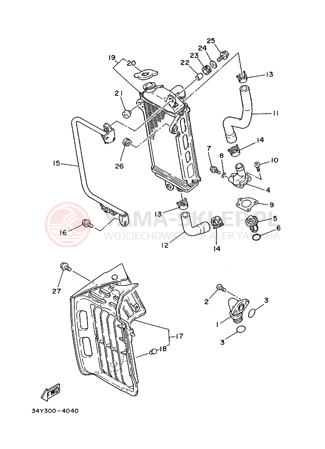 Schemat "Układ chlodzenia" do Yamaha DT125R