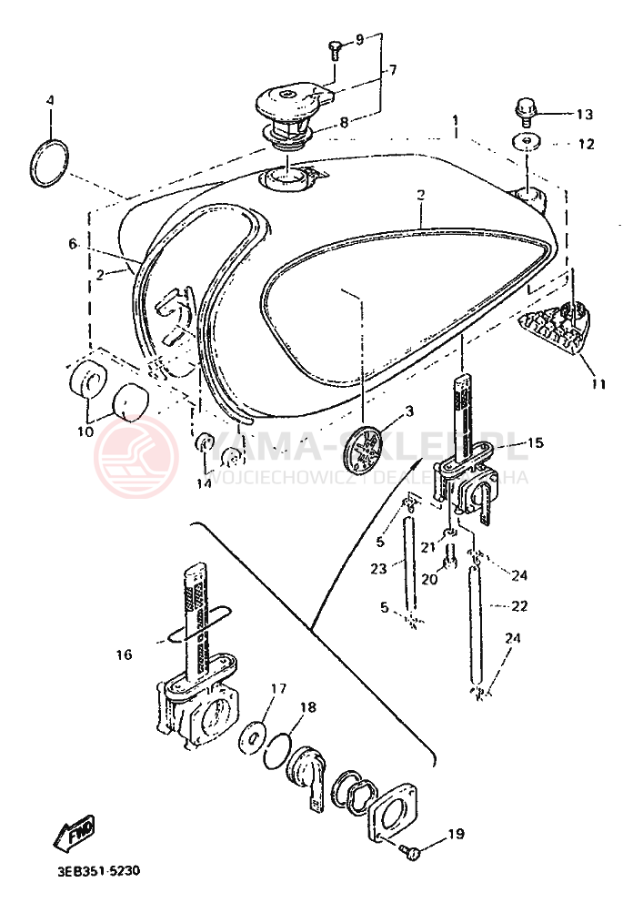Schemat "zbiornik paliwa" do Yamaha SR500