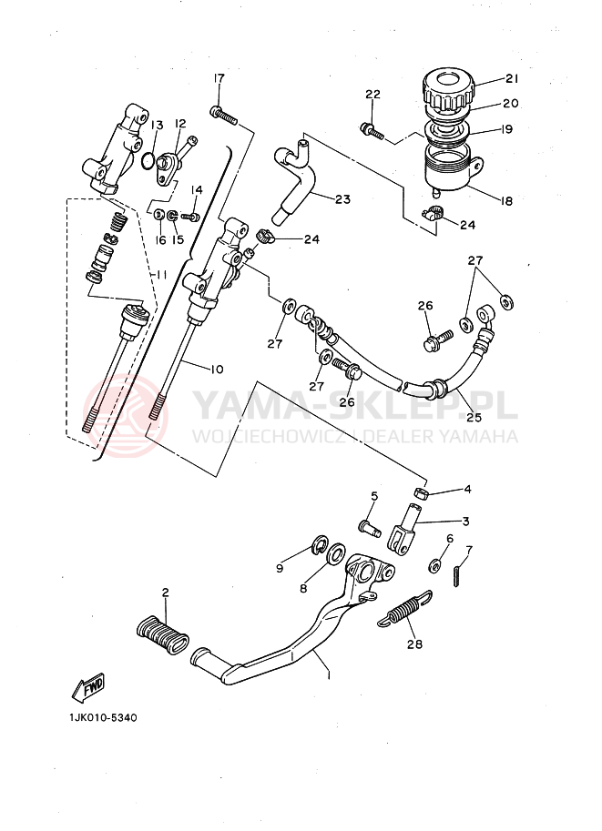 Schemat "Pompa hamulcowa tył" do Yamaha SRX400