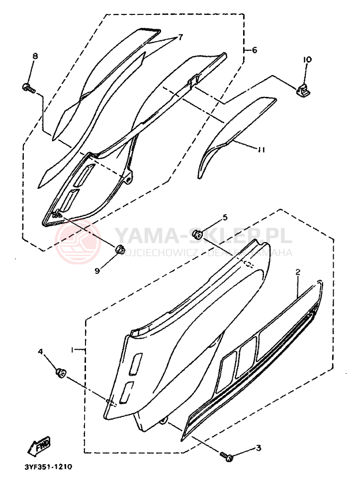 Schemat "Owiewki, pola numer., zb. oleju" do Yamaha XTZ660