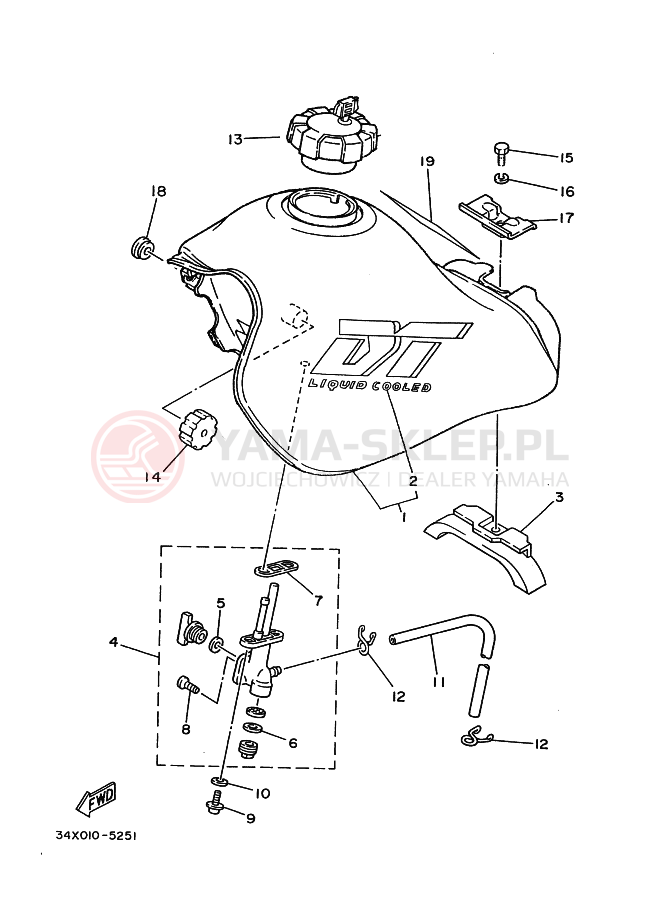 Schemat "zbiornik paliwa" do Yamaha DT125R