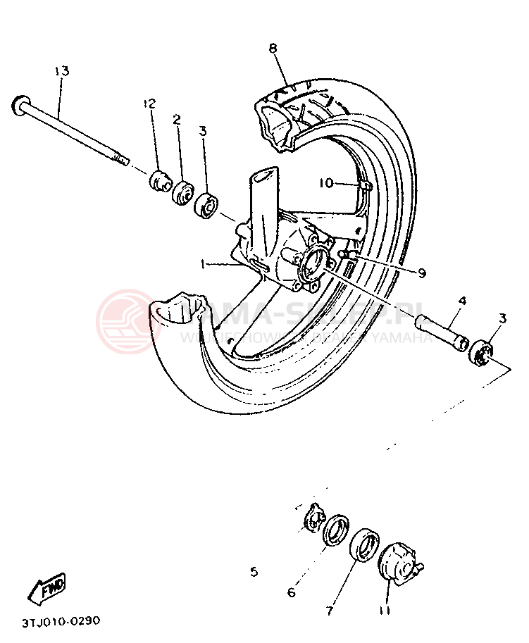 Schemat "Koło przód" do Yamaha FZR400RR