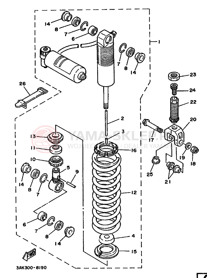 Schemat "zawieszenie tył" do Yamaha TZ250