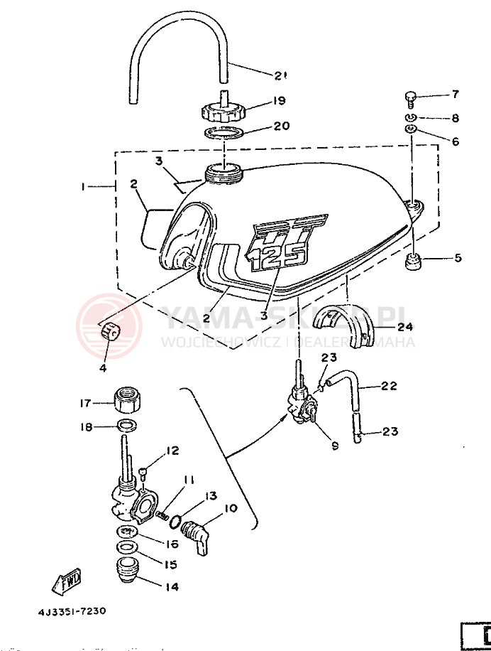 Schemat "zbiornik paliwa" do Yamaha DT125-MX