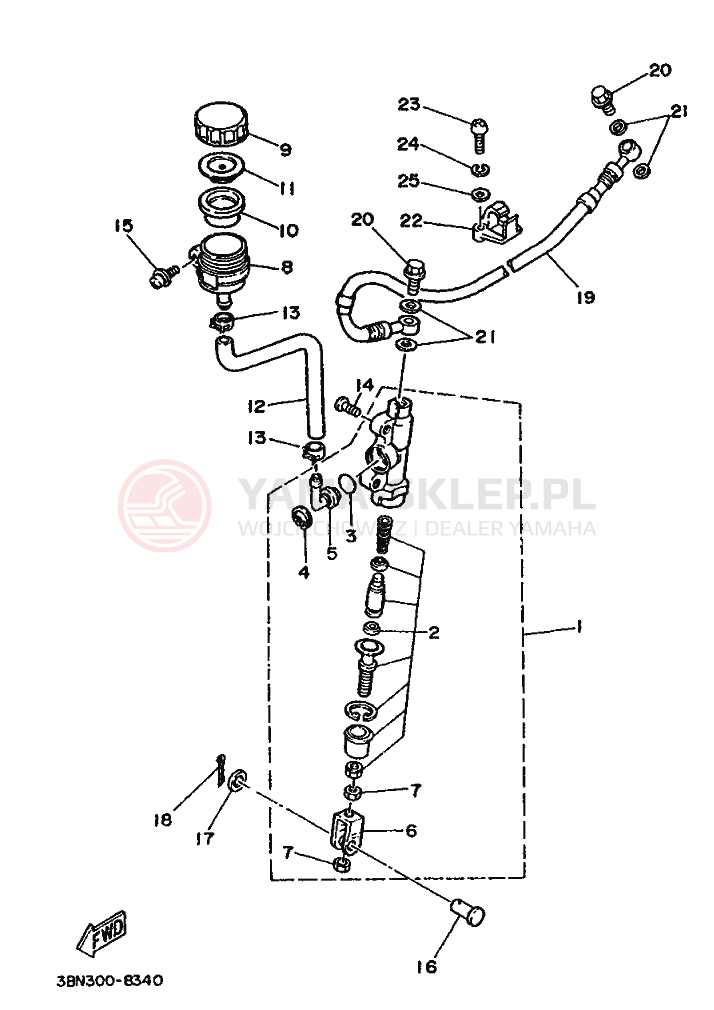 Schemat "Pompa hamulcowa tył" do Yamaha DT125R