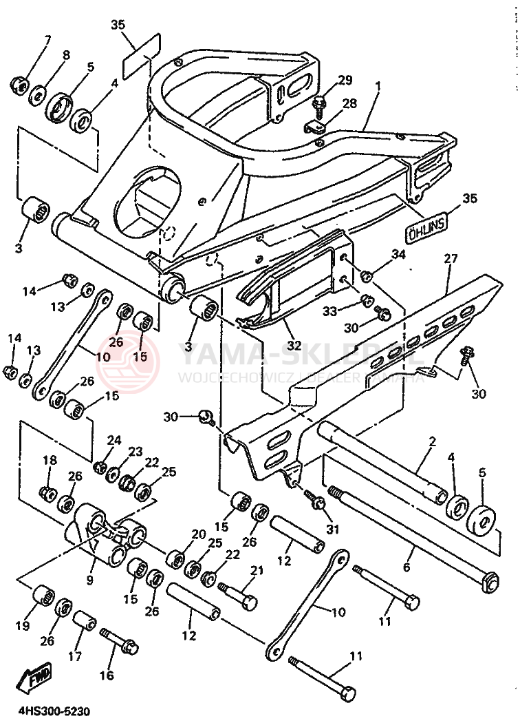 Schemat "wahacz" do Yamaha YZF750SP