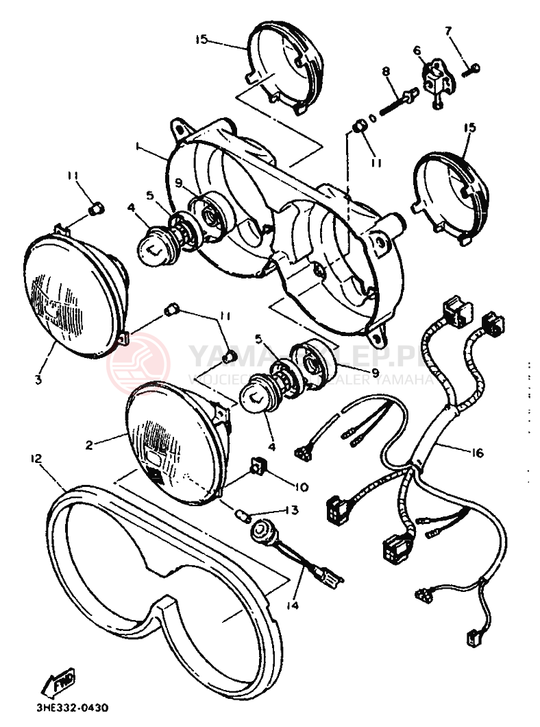 Schemat "Lampa przód" do Yamaha FZR600 GENESIS