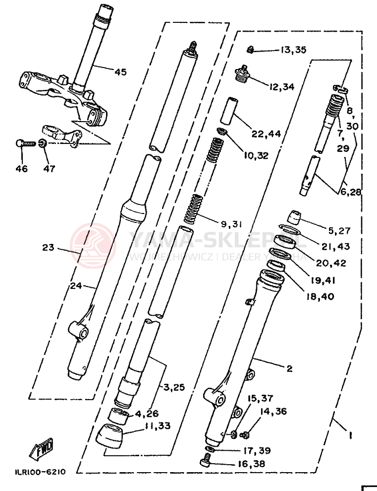 Schemat "Amortyzatory przód" do Yamaha YZ80