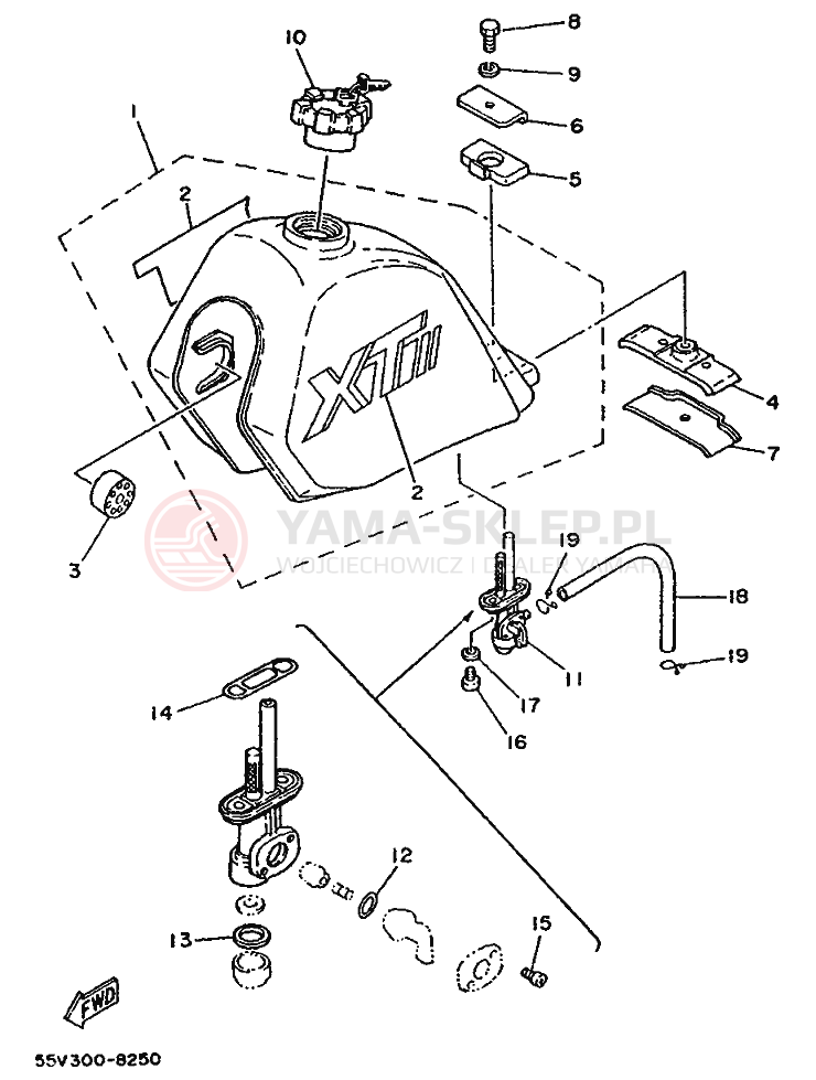 Schemat "zbiornik paliwa" do Yamaha XT350
