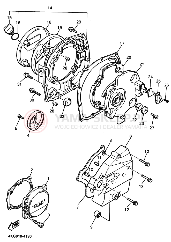 Schemat "Pokrywa silnika" do Yamaha XJR1200