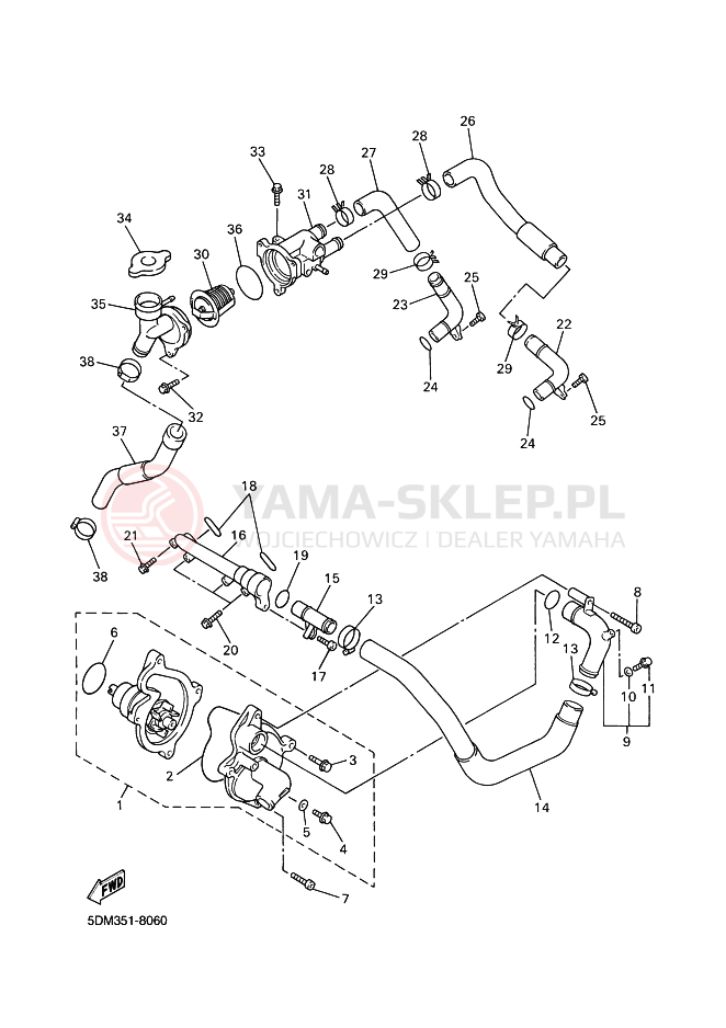 Schemat "Pompa wody" do Yamaha FZS600 FAZER