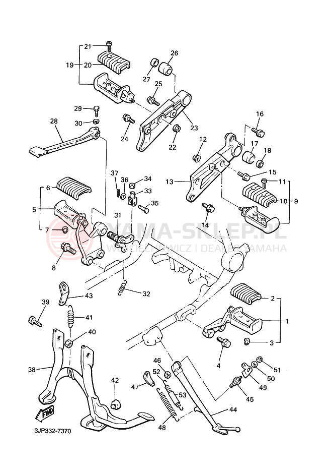 Schemat "Stopka postojowa i podnóżki" do Yamaha VMX12 VMAX