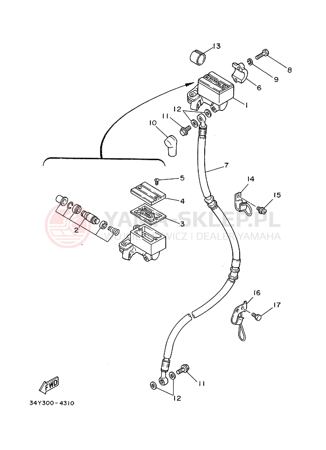 Schemat "Pompa hamulcowa przednia" do Yamaha DT125