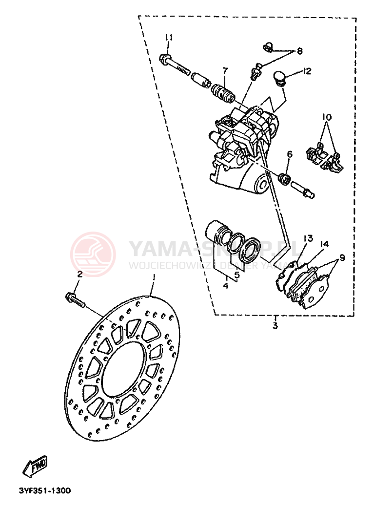 Schemat "Zacisk hamulcowy tylny" do Yamaha XTZ660