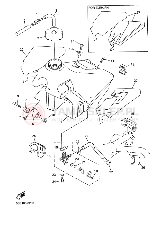 Schemat "zbiornik paliwa" do Yamaha YZ400F
