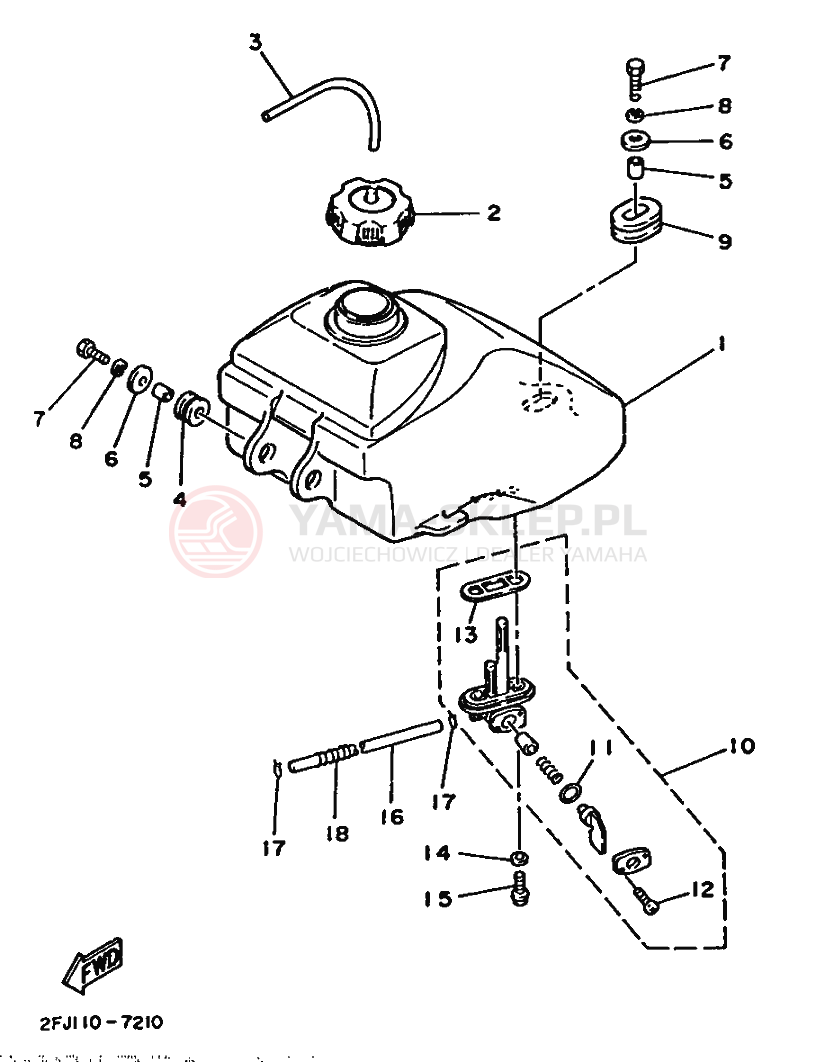 Schemat "zbiornik paliwa" do Yamaha YFM80T