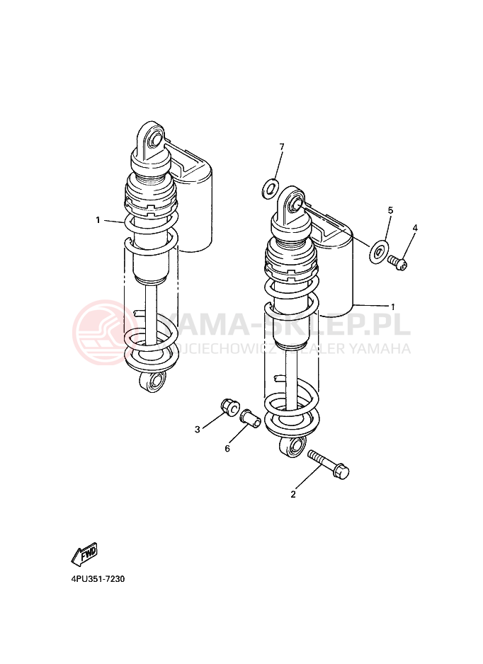 Schemat "zawieszenie tył" do Yamaha XJR1200SP