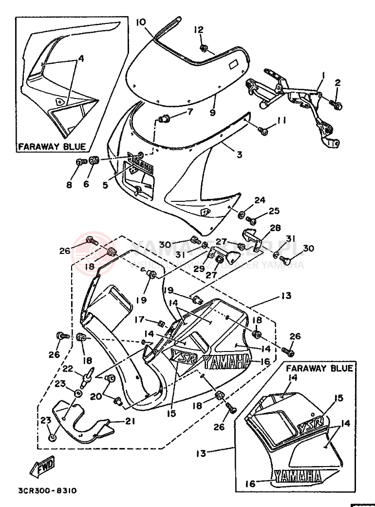Schemat "elementy nadwozia" do Yamaha YSR80