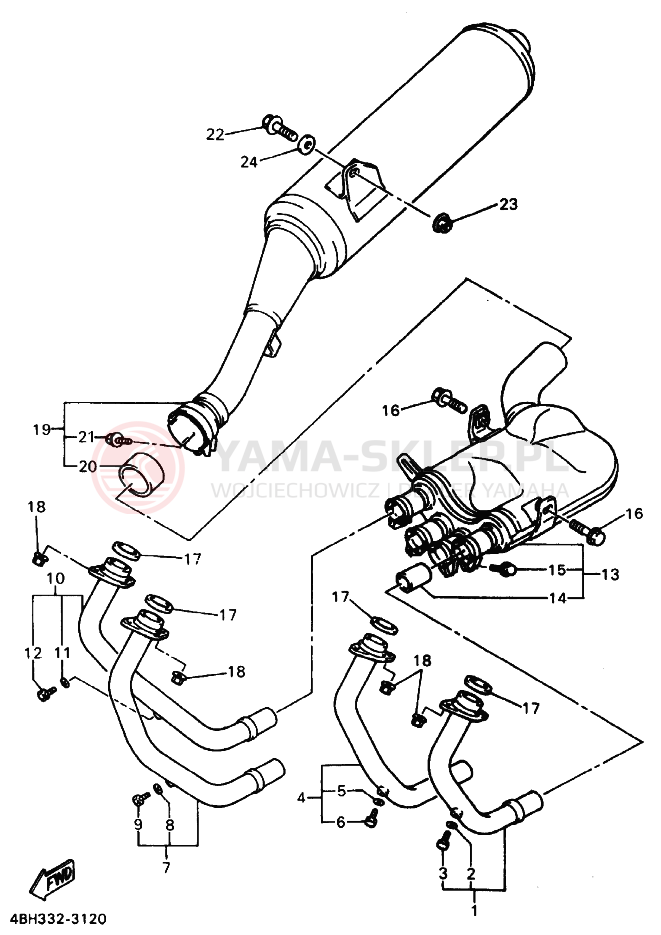 Schemat "Wydech końcowy" do Yamaha GTS1000