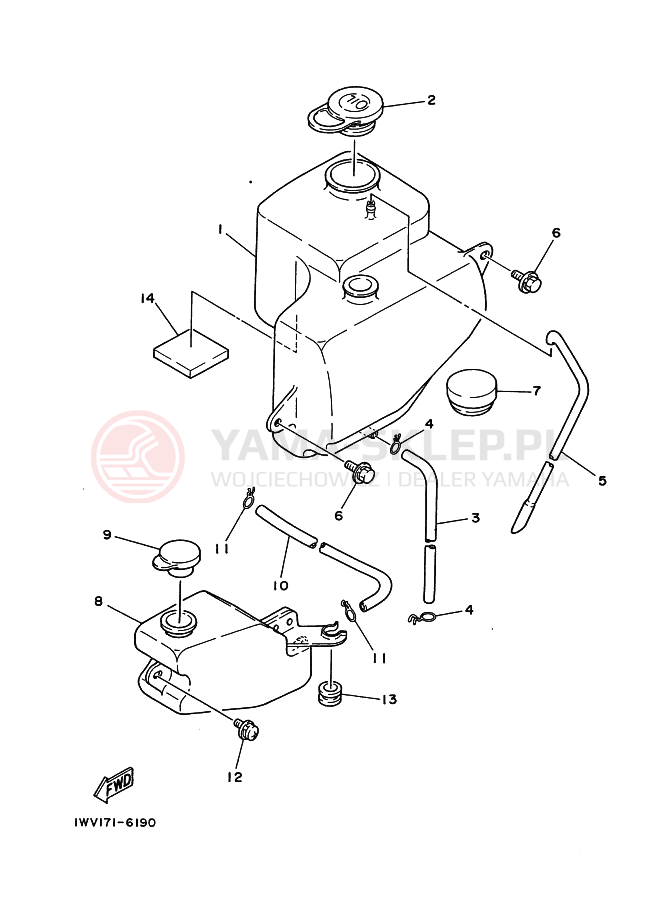Schemat "ZBIORNIK OLEJU" do Yamaha RZ350S
