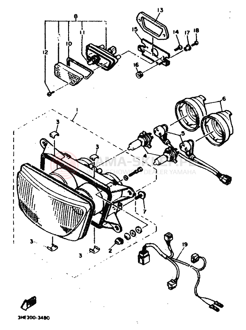 Schemat "Lampa przód" do Yamaha FZR600 GENESIS