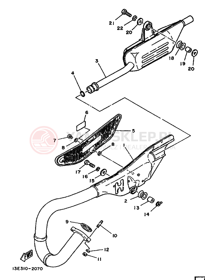 Schemat "Wydech końcowy" do Yamaha TY125