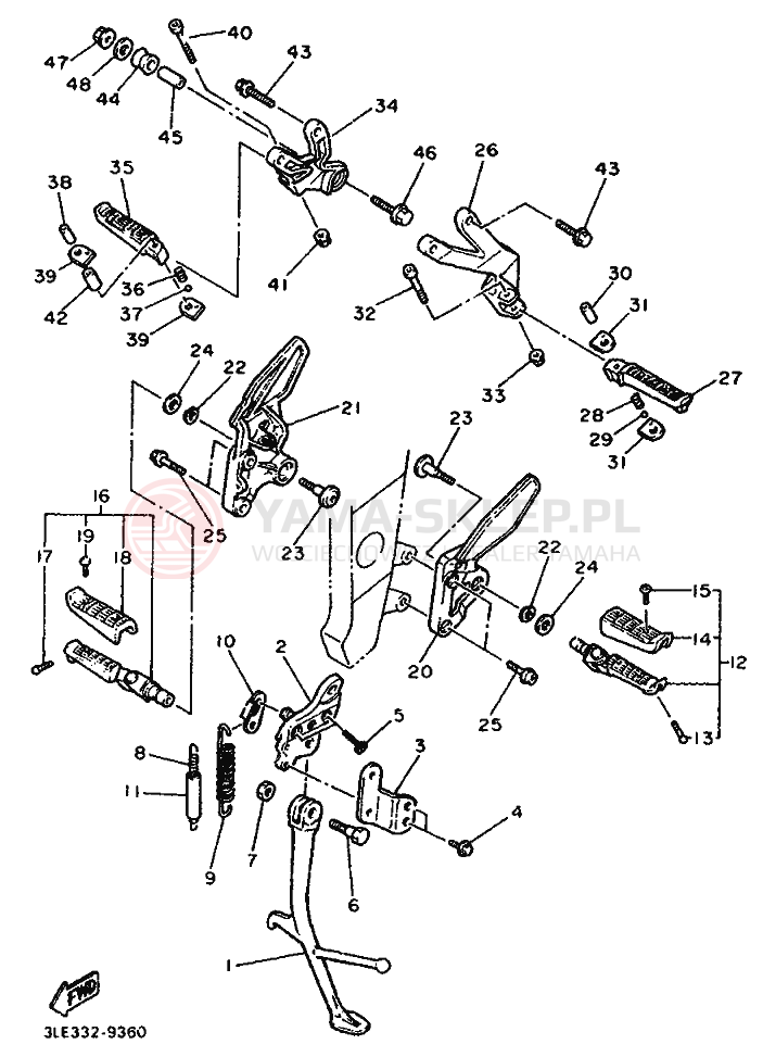 Schemat "Stopka postojowa i podnóżki" do Yamaha FZR1000