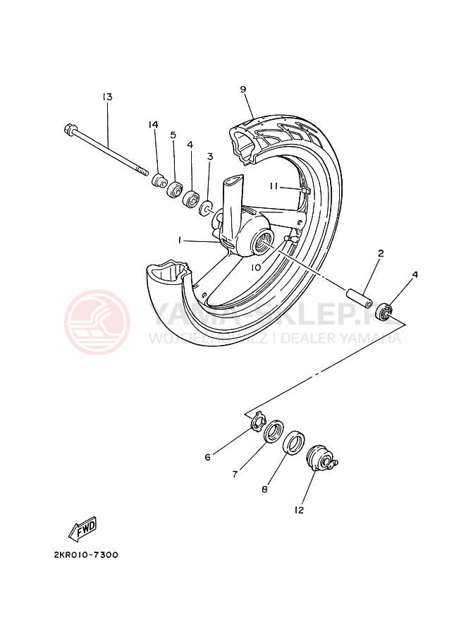 Schemat "Koło przód" do Yamaha FZR250
