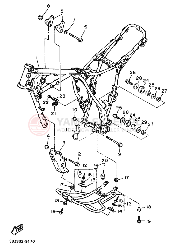 Schemat "rama" do Yamaha XT500T